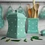 Bocal en céramique artisanal bleu turquoise et blanc à motifs de pois, grand (900ml/31.5oz) – idéal pour le stockage, les biscuits, cadeau de maison. Bocal en céramique artisanal bleu turquoise et blanc à motifs de pois, grand (900ml/31.5oz) – idéal pour le stockage, les biscuits, cadeau de maison.