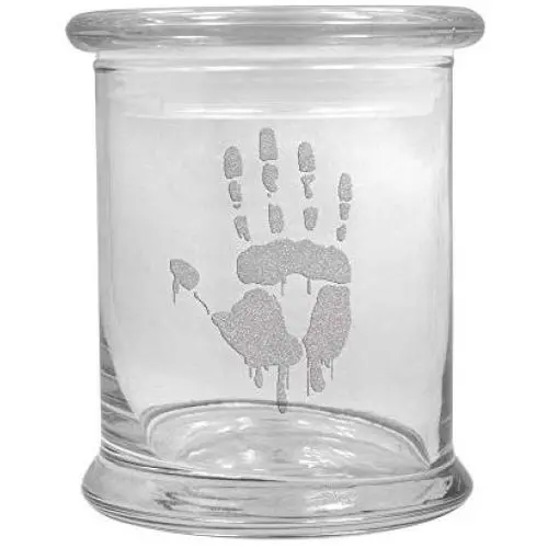 12 oz Klar Glas Kräuterdose mit Deckel und Zombie-Hand-Logo
