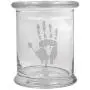 12 oz Klar Glas Kräuterdose mit Deckel und Zombie-Hand-Logo