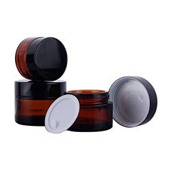 4PCS 20ML Amber Glass Refillable Cosmetic Cream Jars Pot Empty Bottle Container with Screw Lid (20Gram)