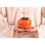Ceramic Ashtray,Persimmon Decorative Boxes Kaki Food Bins Canisters Portable Tea Cans Jewelry Box Candy Storage Organization Sets Cookie Jars Canisters 60g Mini Gift Xmas (double)