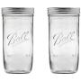 Ball Mason Jars Wide Mouth 24 oz Bundle with Non Slip Jar Opener- Set of 2 Mason Jars - Canning Glass Jars with Lids and Bands