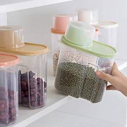 Pp Food Storage Box Plastic Clear Container Set with Pour Lids Kitchen Storage Bottles Jars Dried Grains Tank 1.9L 2.5L,Small One Piece