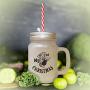 Green My 1St Christmas Frosted Glass Mason Jar With Straw