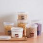 Enerhu Clear Plastic Jars Containers with Airtight Lids for Kitchen Household Food Storage Red M 2 Pieces