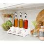 Porcelain Ceramic Seasoning Box Set Include 3 Storage Container Condiment Jars with lid and spoon,3 Oil and Vinegar Dispenser and 1 PVC Spice Rack