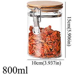 Glass Food Storage Container Home Storage Bottles With Lid For Spices Confectioner Food Sundries Tea Coffee Sugar Sealed Storage Glass Jars (800ml)