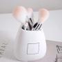Makeup Brush Ceramic Storage Jar Pink Ceramic Storage Bottle Cosmetic Storage Organizer Pen Holder Desktop Ceramic Container,White