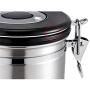 joyMerit Stainless Steel Airtight Canister with Co2 Vent Valve＆ Date Tracker Wheel and Locking Clamp for Kitchen, Coffee Ground Vault Jar, Silver, 27-ounce