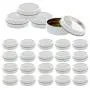 Mimi Pack 24 Pack Tins 2 oz Shallow Round Tins with Clear Window Lids Empty Tin Containers Cosmetics Tins Party Favors Tins and Food Storage Containers (White)