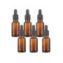 6Pcs Amber Glass Dropper Bottle Empty Refillable Essential Oil Cosmetics Perfume Glass Jar Pot Vial Containers With Black Rubber Lid And Glass Eye Dropper size 15ML/0.5oz