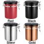 1.5L Coffee Container Airtight Stainless Steel Coffee Bean Sealed Can Preserves Food Freshness Vacuum Seal Storage Jar for Coffee, Tea, Sugar, Nuts and Powders(Black)