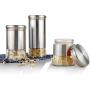 Cookie Jar Cereal Coffee Storage Containers Jar 304 Stainless Steel with Lids Airtight Bpa Free Large, Food Storage Containers Jar for Kitchen Pantry Organization Canister Candy Bulk, 3-Pieces