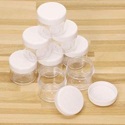 Shapenty 8PCS Plastic Cream Sample Containers Round Makeup Cosmetics Pot Jars Bottle with Lid for Homemade Lip Scrubs Balm Nail Dip Powder Skin Care Beauty Product Travel Storage (20g, White)