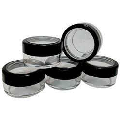 Plastic Clear Storage w Window Black Rim Cap Travel Sample Case 10 gr (Pack of 100)