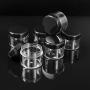 Cosmetic Containers, 32 Pcs Plastic Tiny Makeup Sample Jars with Black Lids, Clear Round Storage Jars for Make Up/Beauty Products (20ML / 0.7Oz)