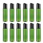 12Pcs (30ml/1oz) Green Plastic Empty Bottle with Black Disc Top Flip Lid Squeezable Makeup Containers Pot Refillable Portable Travel Sub Bottling for Lotion Cleanser Toner Emollient Water