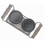Tryer Vintage Farmhouse Rusty Zinc two Jar Holder Caddy Set with Side Handles and Large Jar Shakers for Salt and Pepper