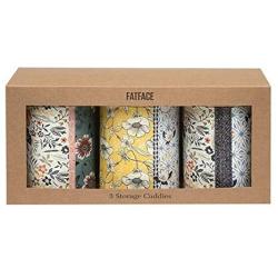 Fat Face Set of 3 Storage Jars Tea Coffee Sugar Caddies in Contemporary Design - Made in UK