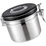 joyMerit Stainless Steel Airtight Canister with Co2 Vent Valve＆ Date Tracker Wheel and Locking Clamp for Kitchen, Coffee Ground Vault Jar, Silver, 27-ounce