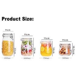 ZXYWW Glass Kitchen Canisters with Airtight Lids, Food Storage Jar for Kitchen/Bathroom/Pantry Organization, Ideal for Flour/Sugar/Coffee/Candy/Snack and More,1000ml