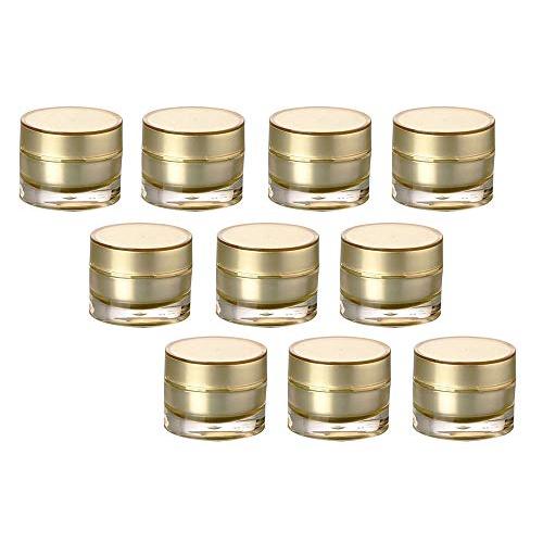 10 Pack 5ml / 5gr / 0.17 oz Satin Gold Plastic Acrylic Refillable Sample Size Jar for Pills, Medication, Ointments, Lotion, Lip Balm, Powders, Beauty Products Container