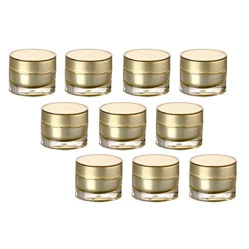 10 Pack 5ml / 5gr / 0.17 oz Satin Gold Plastic Acrylic Refillable Sample Size Jar for Pills, Medication, Ointments, Lotion, Lip Balm, Powders, Beauty Products Container 10 Pack 5ml / 5gr / 0.17 oz Satin Gold Plastic Acrylic Refillable Sample Size Jar for Pills, Medication, Ointments, Lotion, Lip Balm, Powders, Beauty Products Container