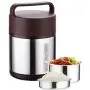 Isolierbehälter Edelstahl Bento Box mit Deckel und Henkeln, ideal für Picknick und Outdoor-Aktivitäten.