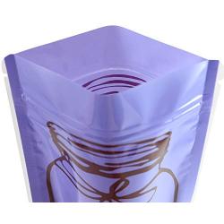 100 Double-Sided Clear Round Window Glass Jar Design Stand-Up Pouch (3.9" x 6.3", Purple w/Clear Window)