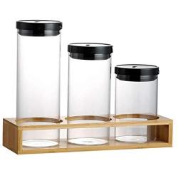 Glass Sealed Jars With Display Stand, Moisture-Proof Kitchen Food Container, Storage Of Spices/Oatmeal/Pasta