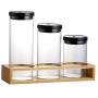 Glass Sealed Jars With Display Stand, Moisture-Proof Kitchen Food Container, Storage Of Spices/Oatmeal/Pasta