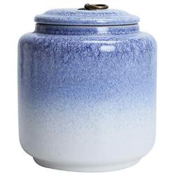 Ceramic Pottery Cereal Containers Canister Cookie Jar with Lids Large, Airtight Food Storage Containers Bins for Kitchen Pantry Organization Flour Rice Candy Bulk, 2.5L, 16x18cm (Color : Blue)