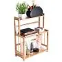 Mlide Kitchen Spice Rack Countertop Storage Organizer Shelf 3-Tier Standing Bamboo Wood Spice Holder Jar Bottle Display Shelves