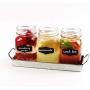 Mason Jar Flatware Caddy, Utensil Holder with Black Chalk Label on Galvanized Tray, Cutlery Organizer, Home and Party Drinkware Set