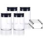 2 oz Premium Borosilicate Clear Glass Jars with Silicone Covered Cork Lid (4 Pack) + Labels