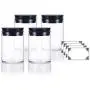 Bouteilles en verre borosilicate clair premium de 2 oz avec couvercle en silicone (4 unités) + Étiquettes Bouteilles en verre borosilicate clair premium de 2 oz avec couvercle en silicone (4 unités) + Étiquettes