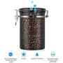 Manoch Kitchen Kaffeebeeren, Trockenblätter, Nüsse, Getreide, Mehl, Zucker Edelstahl Große Belüftbare Dose mit CO2-Ventil, Schwarz, Fassungsvermögen 1,8L, Abmessungen 19 x 12cm