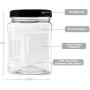 Reg Mouth Jars 32 Oz Plastic Clear Bottles Containers, Airtight Leak-Proof Lids Black Caps, Perfect for Storing Food - Pack of 2