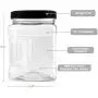 Reg Mouth Jars 32 Oz Plastic Clear Bottles Containers, Airtight Leak-Proof Lids Black Caps, Perfect for Storing Food - Pack of 2