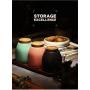 SINBROL Food Storage Containers Creative Ceramic Jar Kitchen Food Storage Tanks Grains Sealed Cans Tea Cans Household, Wood Lids,Salt Sugar Pepper Spice Coffee Canister Cookies