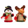 TOPBATHY 2pcs Christmas Candy Jar Food Storage Container Reindeer Snowman Doll Cookie Gift Bottle Jar for Xmas Holiday Party Supplies