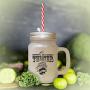 Green Our Theater Frosted Glass Mason Jar With Straw