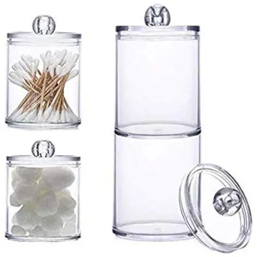 Storage Box Acrylic Multifunctional Round Qtip Storage Box Container Cosmetic Makeup Cotton Pad Organizer Jewelry Holder Candy,D
