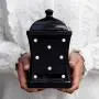 Stadt zu Cottage Handmade Schwarze und Weiße Punkte Große Keramik 31,5 oz/900ml Küchen-Aufbewahrungsglas mit Deckel | Tonbehälter, Keksdose, Geschenküb für Einzug