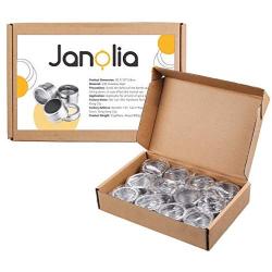 Janolia Spice Jars, Set of 12 Magnetic Spice Tins Containers, Stainless Steel Round Seasoning Set with Twist Top, for Salt, Pepper, Herbs(Silver)