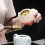 KUKI Cute Peach Shape Ceramic Portable Travel Tea Seal Canister Jar Storage/Tea Containers/Tea Pot/Tea Candy/Coffee Bean Storage/Business Wedding Gifts (one pcs)