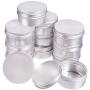 BENECREAT 12 Pack 2.7 OZ Tin Cans Screw Top Round Aluminum Cans Screw Lid Containers - Great for Store Spices, Candies, Tea or Gift Giving (Platinum)