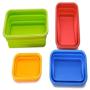 uirend Silicone Sealed Folding Lunch Box - 4PCS Storage Jars with Lids Microwave Freezer Box Seal Plastic Tubs Fruit Picnic Lunches Meal Prep