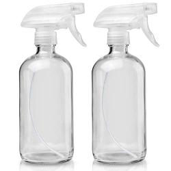 Glass Spray Bottles Empty 16oz Boston Round Bottle Refillable Container for Essential Oils with Funnel Lables Cleaning Products Aromatherapy Lotions Liquid Soaps (WhiteWhite)