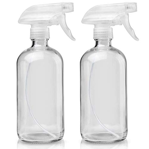 Glass Spray Bottles Empty 16oz Boston Round Bottle Refillable Container for Essential Oils with Funnel Lables Cleaning Products Aromatherapy Lotions Liquid Soaps (WhiteWhite)